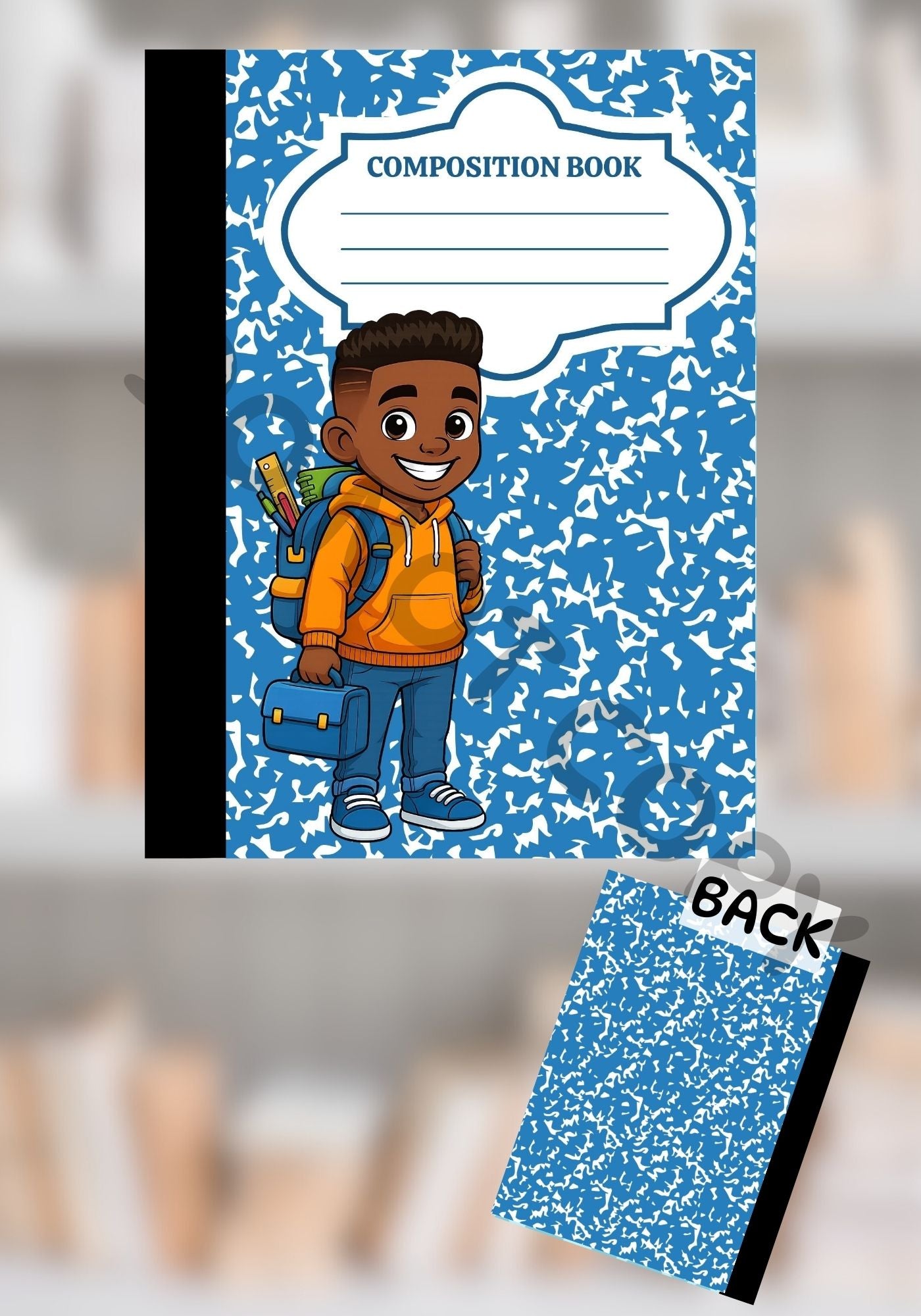 Blue Back-to-School Girl Composition Notebook