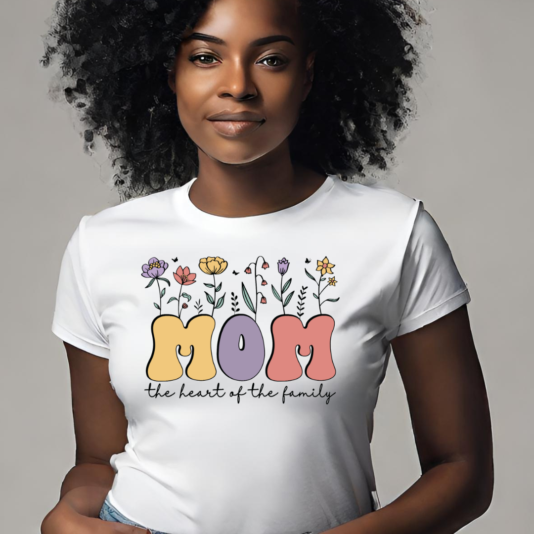 Mom - Heart of Family Full Color Screen Print Transfer