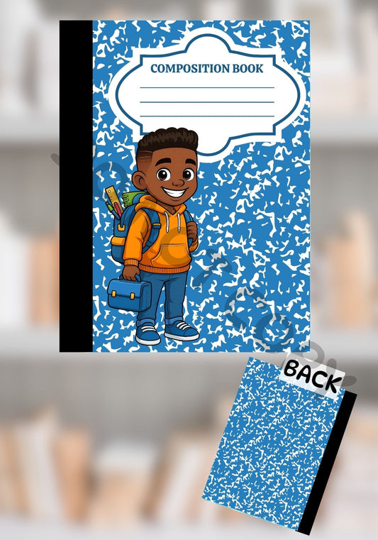 Blue Back-to-School Girl  Composition Notebook