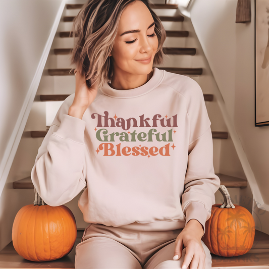 Thankful, Grateful, Blessed-  Full Color Transfer