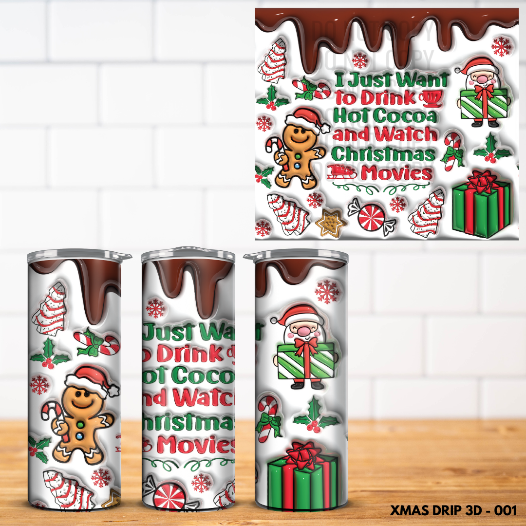 Christmas Drip 3D Tumbler Wrap