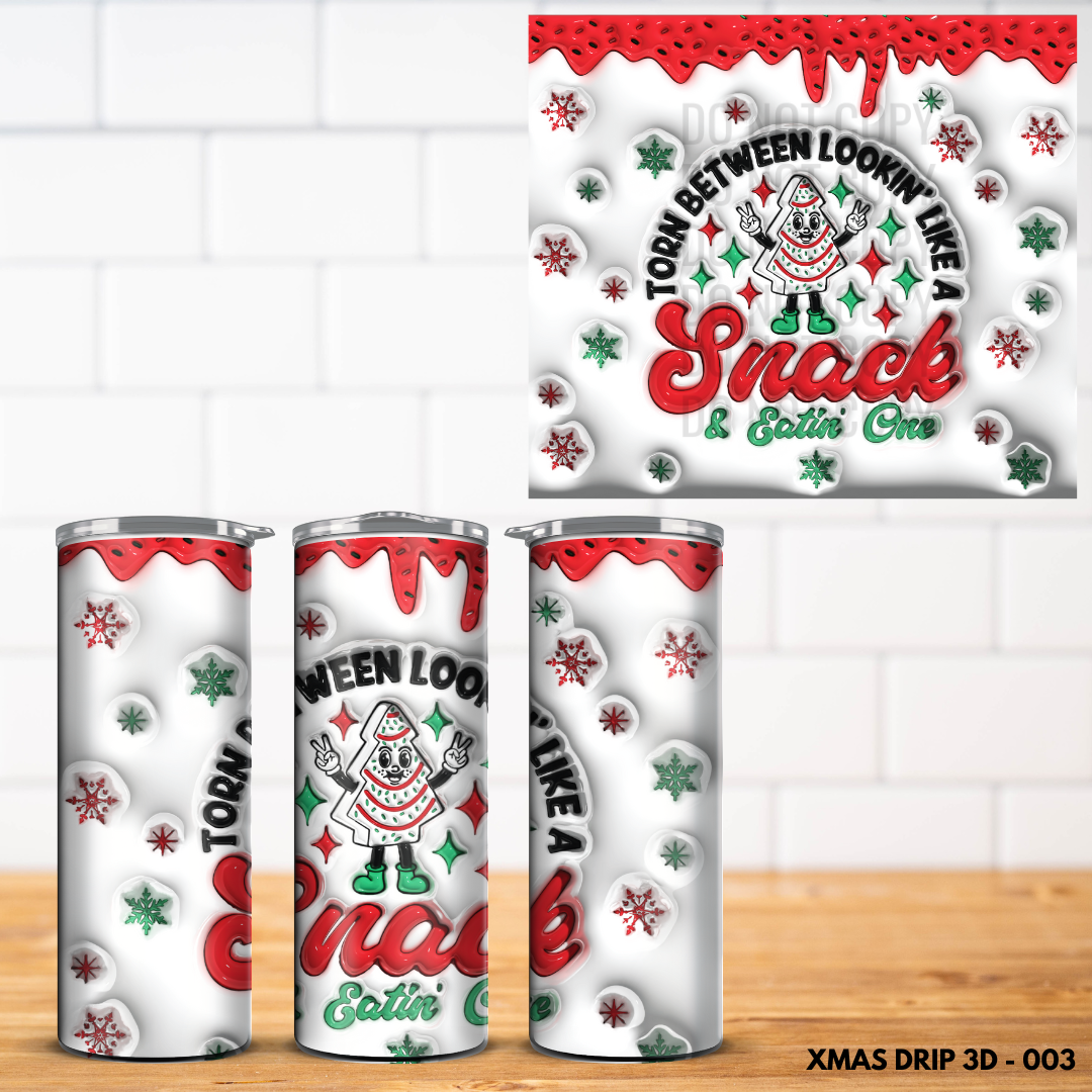 Christmas Drip 3D Tumbler Wrap