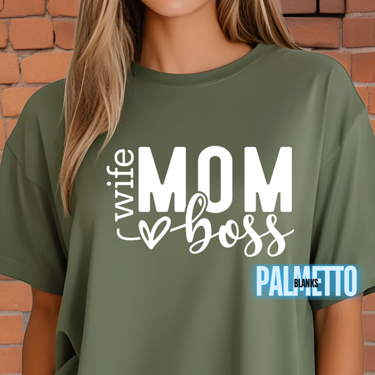 Wife, Mom, Boss Screen Print Transfer