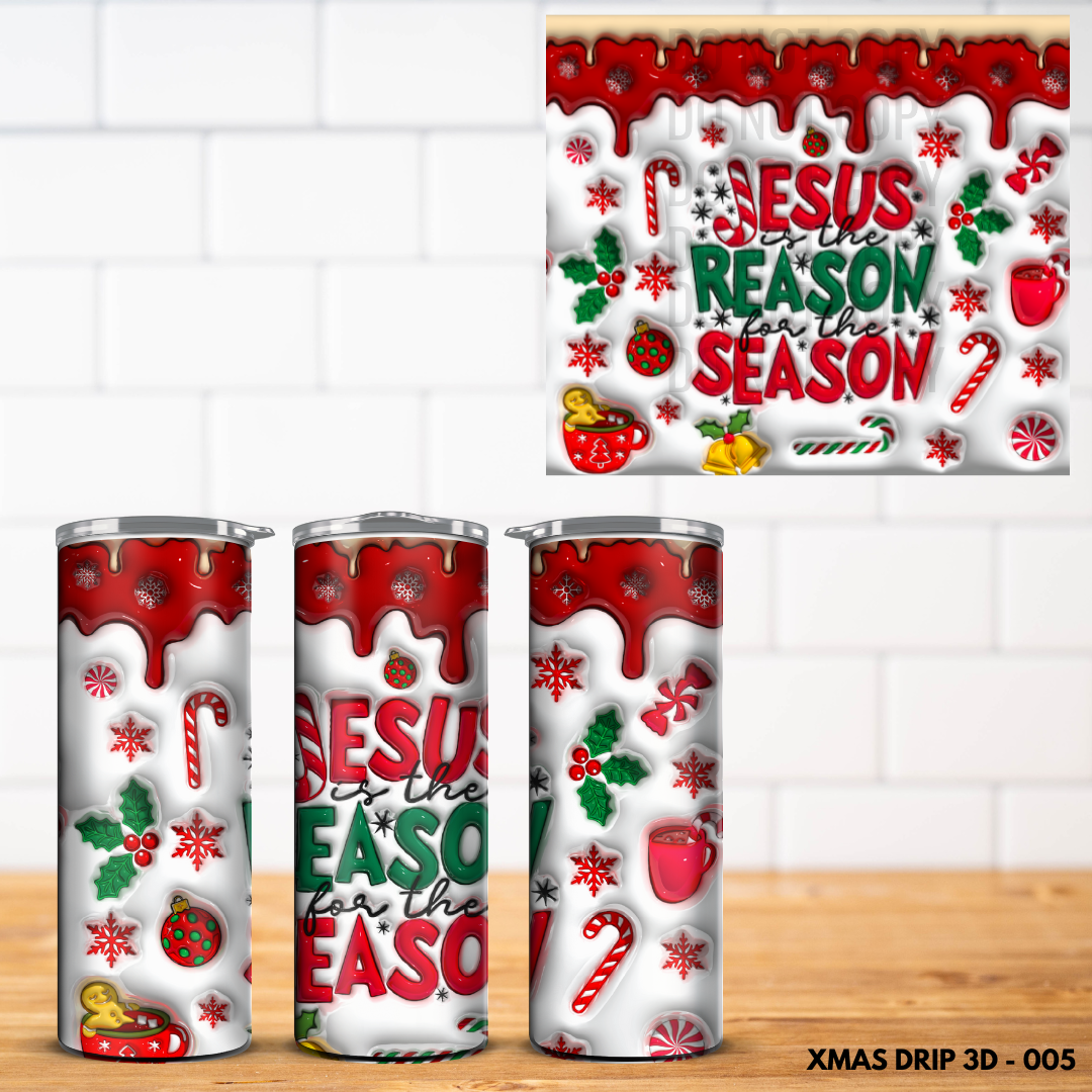 Christmas Drip 3D Tumbler Wrap