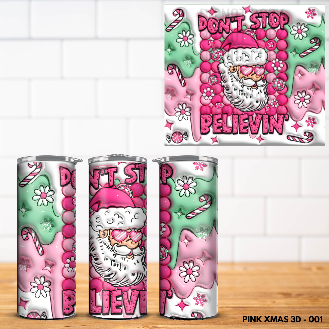 Pink Christmas 3D Tumbler Wrap