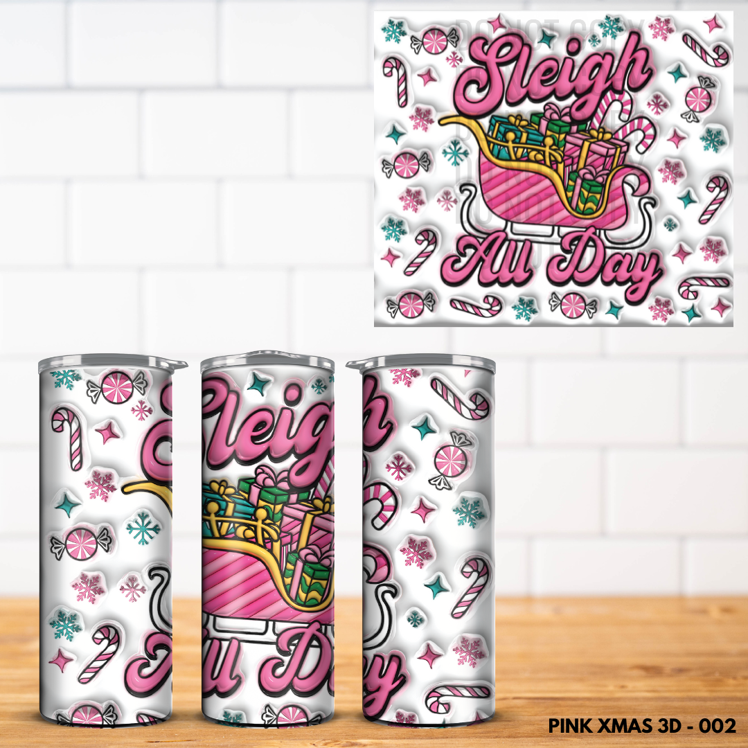 Pink Christmas 3D Tumbler Wrap