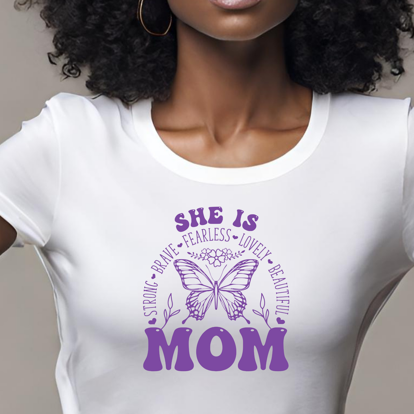 She is Mom - Butterfly Screen Print Transfer