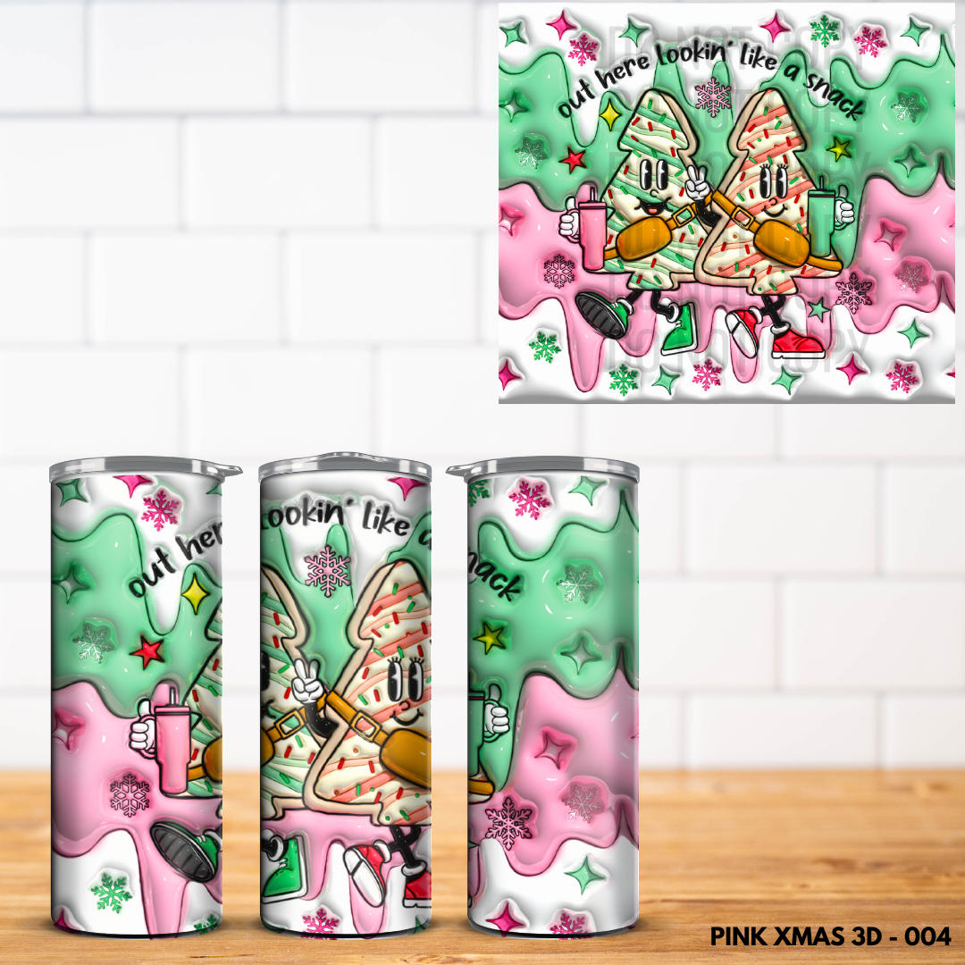 Pink Christmas 3D Tumbler Wrap