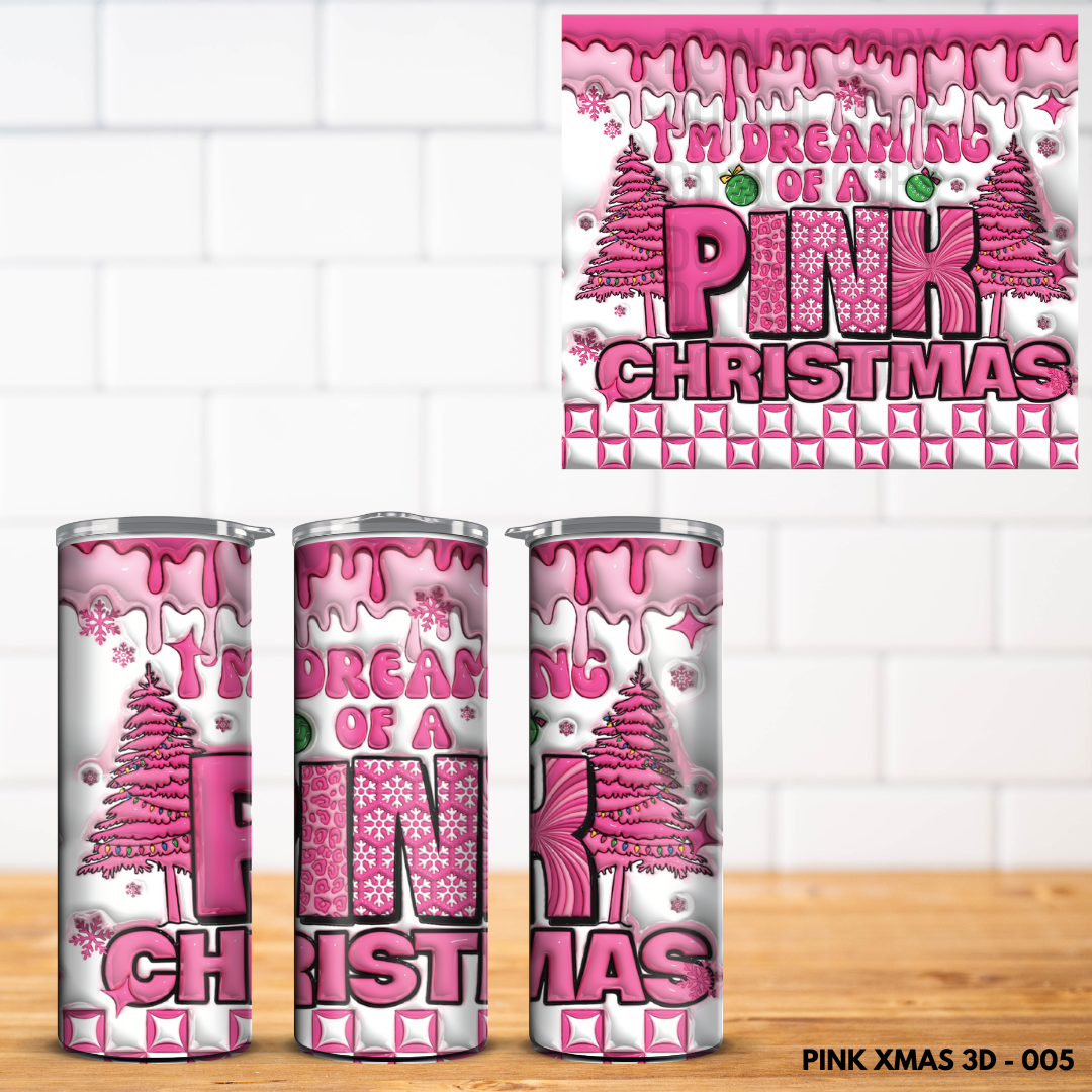 Pink Christmas 3D Tumbler Wrap