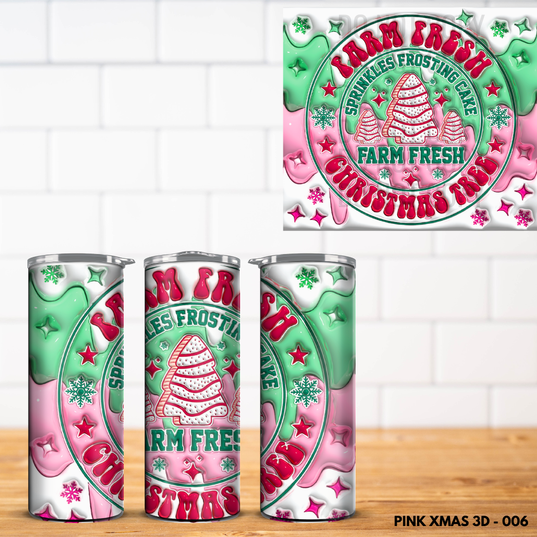 Pink Christmas 3D Tumbler Wrap