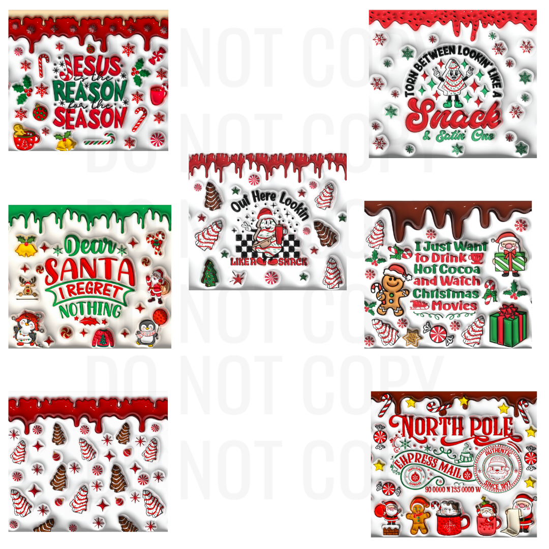 Christmas Drip 3D Tumbler Wrap