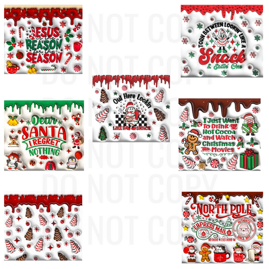 Christmas Drip 3D Tumbler Wrap