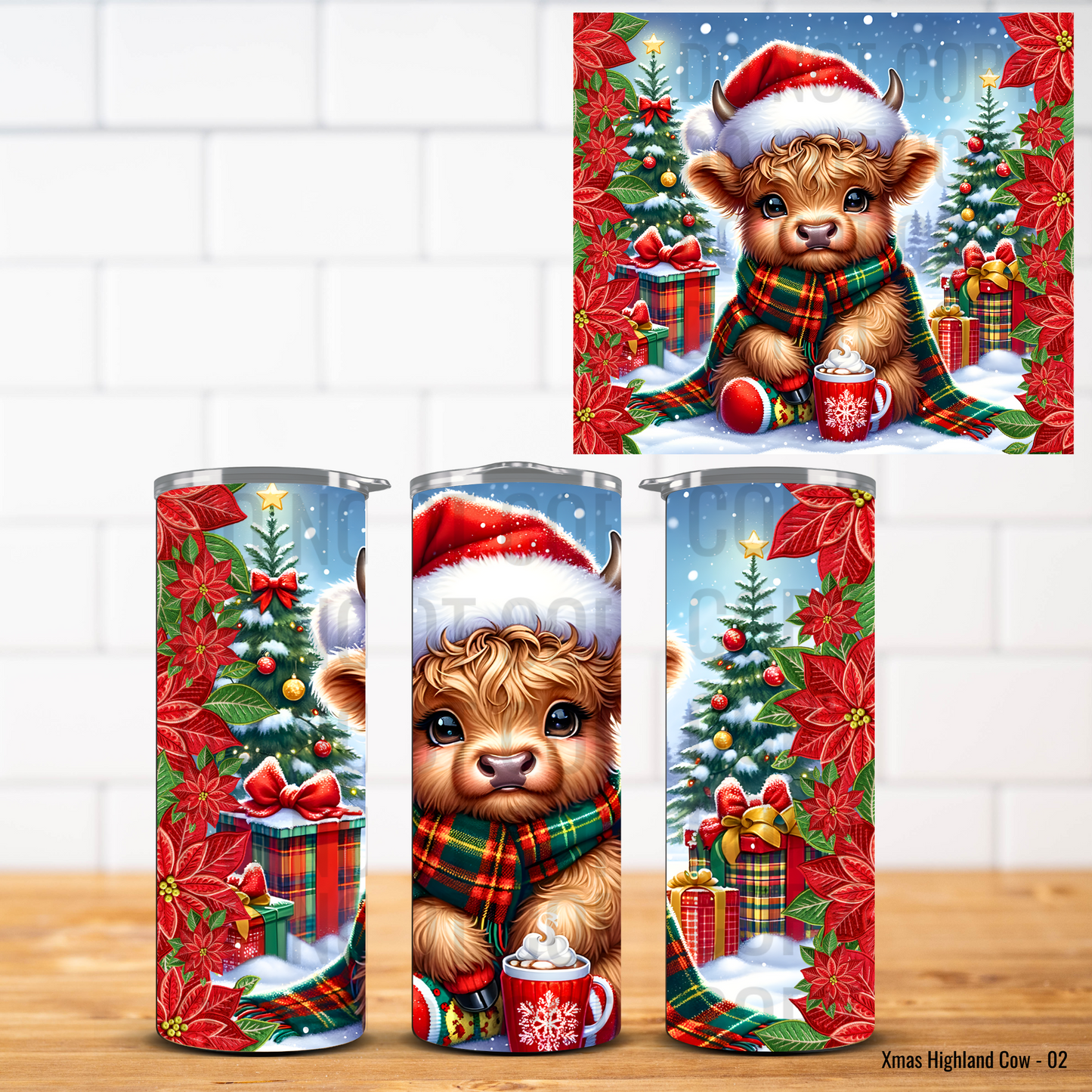 Christmas Highland Cows Vinyl Tumbler Wrap