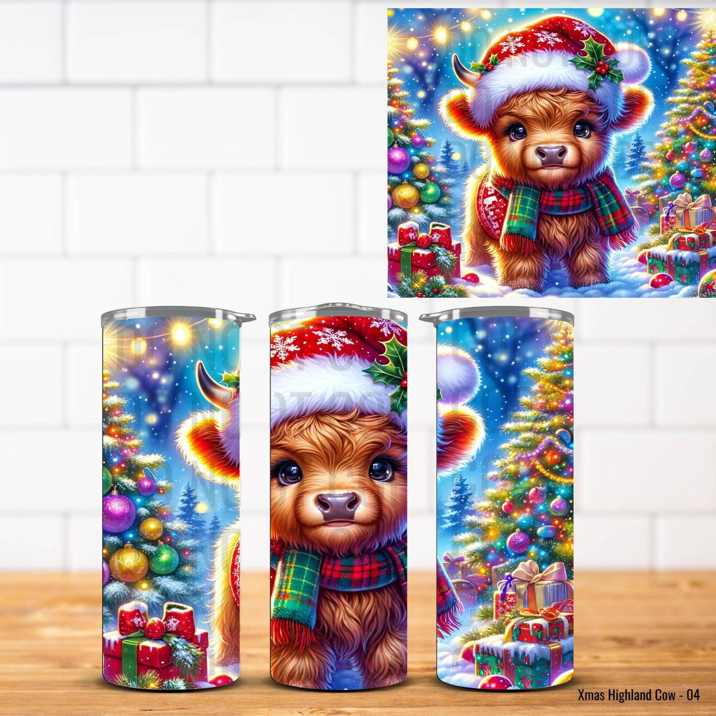 Christmas Highland Cows Vinyl Tumbler Wrap