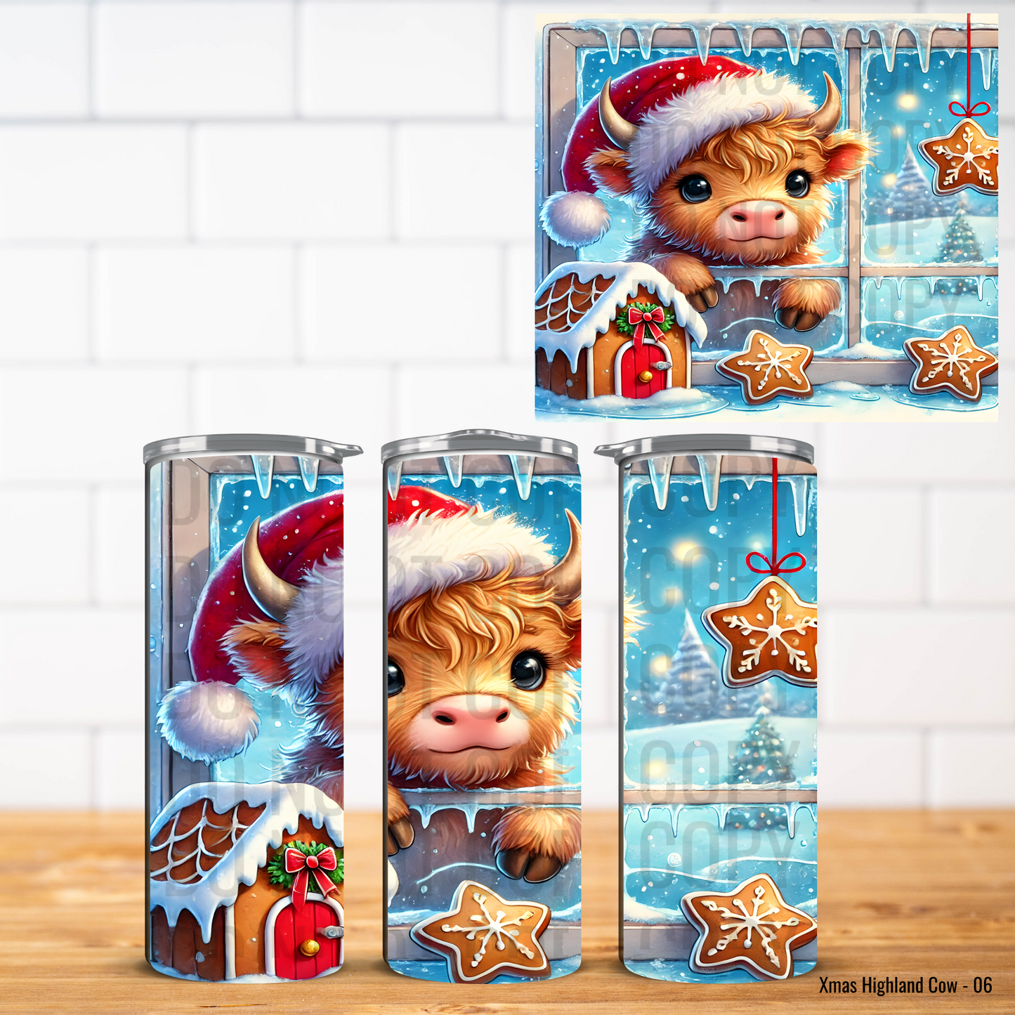 Christmas Highland Cows Vinyl Tumbler Wrap
