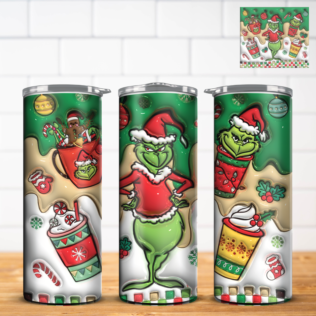 Grinch 3D Inflated Tumbler Wrap – Palmetto Blanks