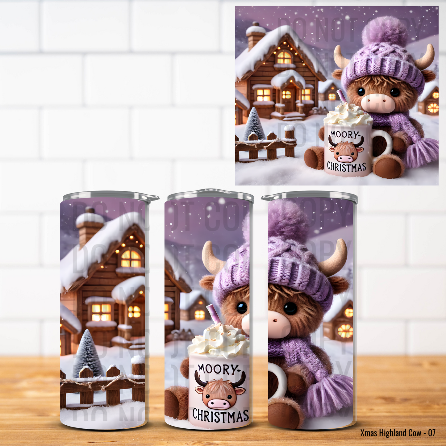 Christmas Highland Cows Vinyl Tumbler Wrap