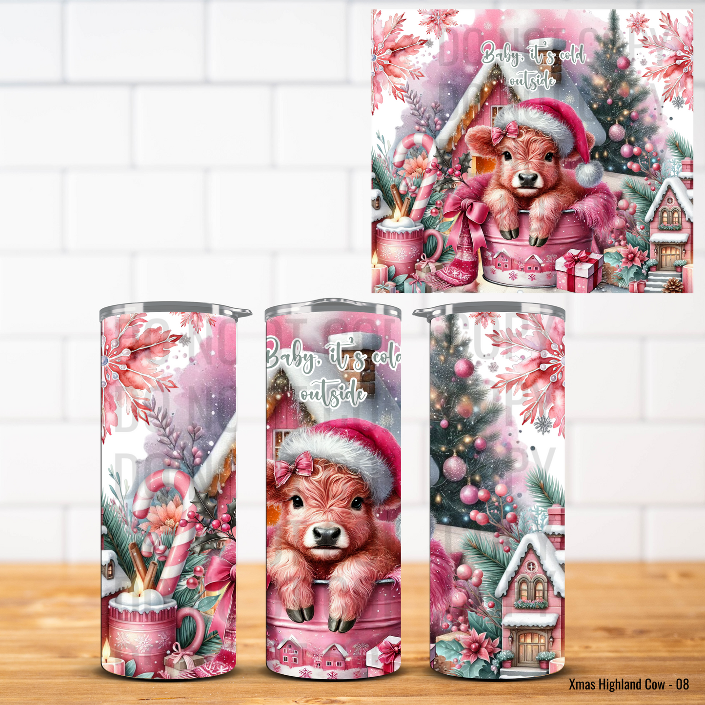 Christmas Highland Cows Vinyl Tumbler Wrap