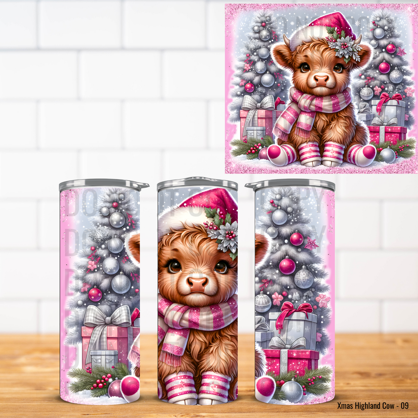 Christmas Highland Cows Vinyl Tumbler Wrap