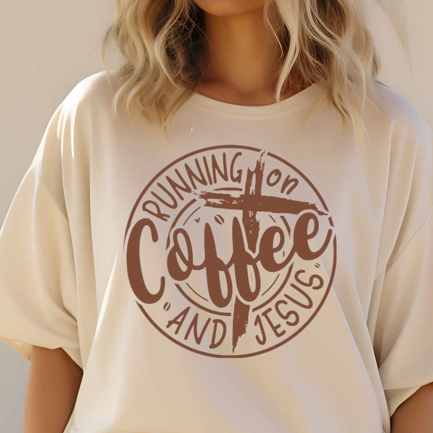 Running On Coffee and Jesus Screen Print Transfer