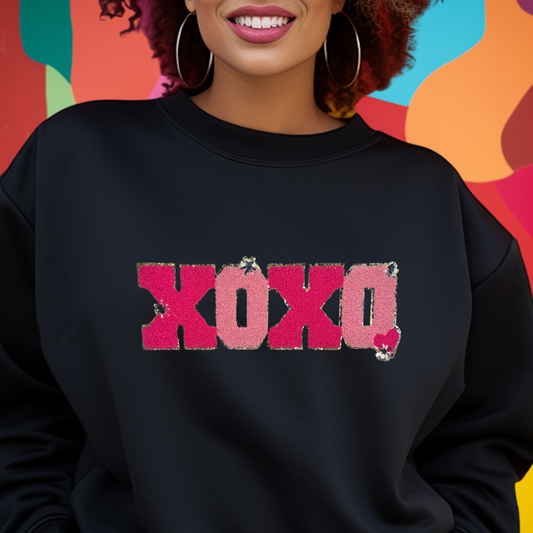 XOXO Pink Chenille Patch Sweatshirt